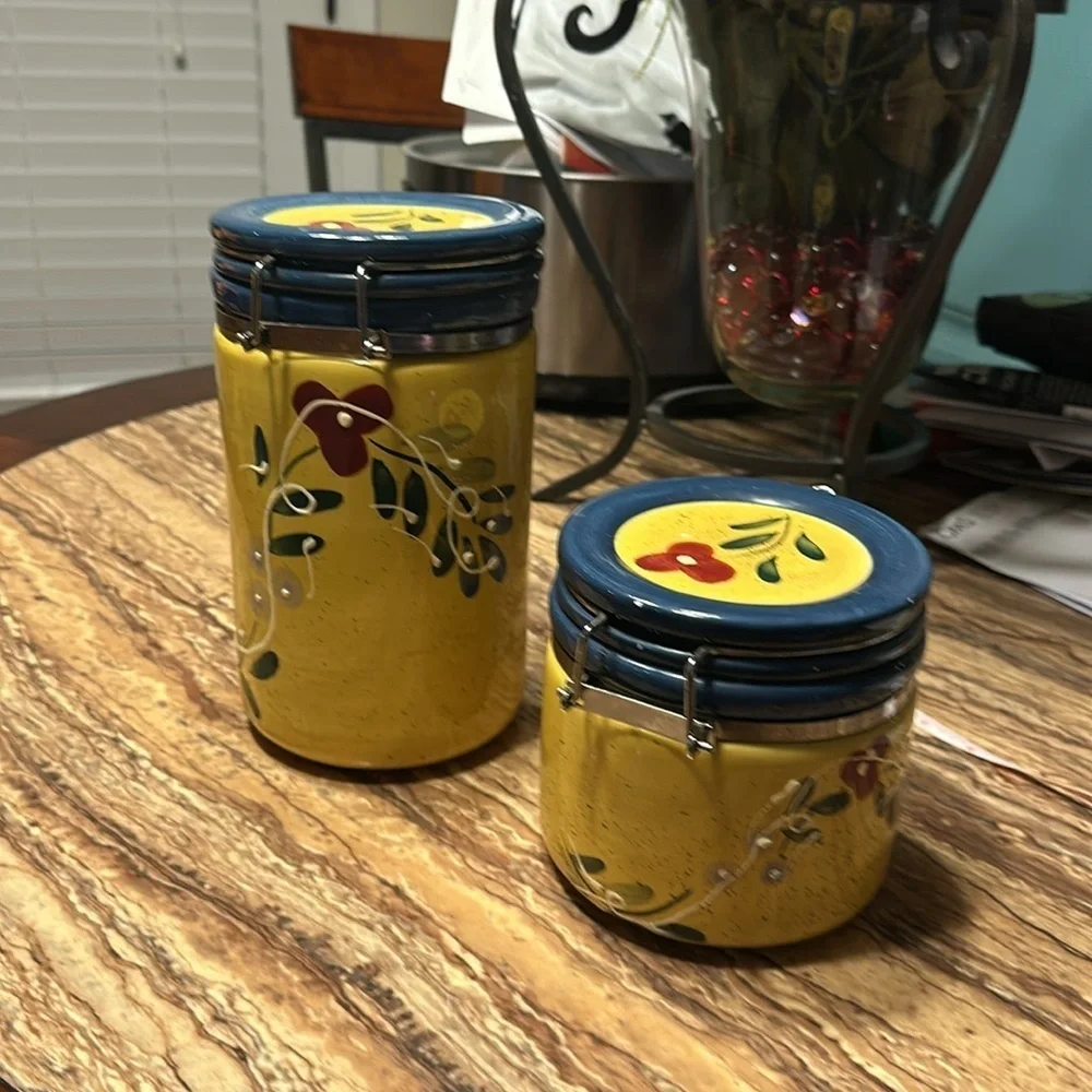Sko blue floral collection ceramic canisters
